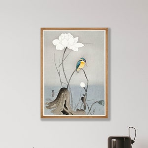 Ohara Koson Bird Print - Japanese Kingfisher and Lotus Flower