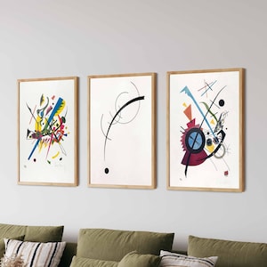 Conjunto de 3 gravuras de Wassily Kandinsky - Pôster de Wassily Kandinsky, Exposição de Kandinsky, Arte de parede de Kandinsky, Arte de parede abstrata, Decoração de sala de estar