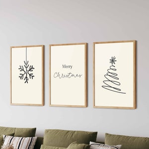 Christmas Prints Set of 3 - Christmas Wall Art, Christmas Poster, Christmas Decor, Noel Prints Set, Noel Wall Art, Living Room Decor