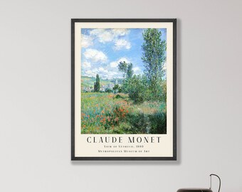 Claude Monet-kunstdruk - gezicht op Vétheuil, museumkwaliteit