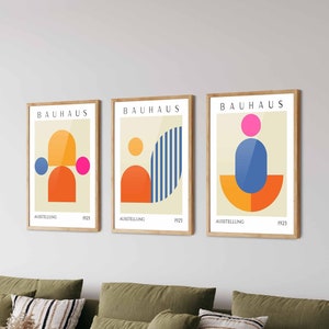 Bauhaus Poster Set of 3 - Bauhaus Wall Art, Mid Century Modern Art Print, Bauhaus Print,  Living Room Decor, Home Office Decor
