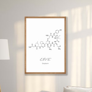 Love Poster - Molecule Print, Oxytocin Poster, Science Poster, Happiness Print, Science Wall Decor, Cafe Decor, Home Office Decor