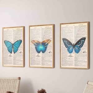 Dictionary Butterfly Print Set of 3 NO:2 - Butterfly Wall Art, Butterfly Decor, Farmhouse Decor, Dictionary Poster, Gallery Wall Art