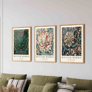 William Morris Prints Set of 3 No:10 - William Morris Poster, Morris Exhibition, Art Nouveau Poster, Moody Wall Art, Living Room Decor