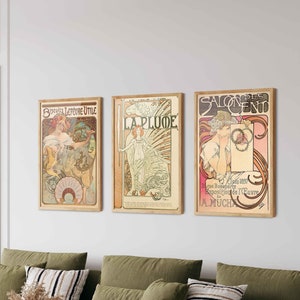 Alphonse Mucha Art Nouveau Poster Set: Gallery Wall Art Prints