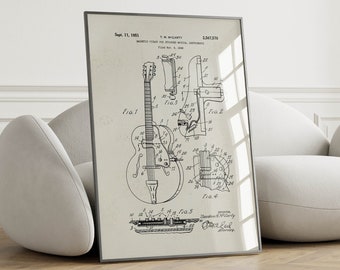 Impresión de patente de guitarra vintage: Arte mural para sala de música