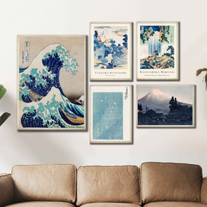 Japanese Gallery Wall Art Print Set: Hokusai & Kanagawa Posters