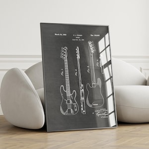 Electro Guitar Patent Print - Guitar Wall Art, Gift for Guitar Player, Music Wall Decor, Musician Gift, Music Room Decor, Studio Wall Decor