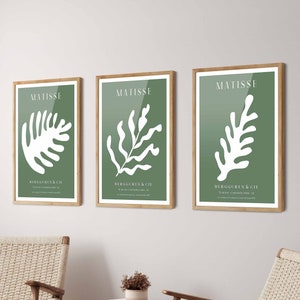 Green Henri Matisse Prints Set of 3 - Matisse Poster, Matisse Wall Art, Matisse Art Print, Gallery Wall Art, Exhibition Art, Museum Poster