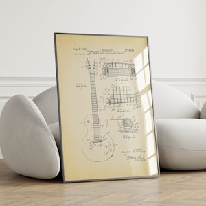 Electro Guitar Patent Print - Guitar Wall Art, Gift for Guitar Player, Music Wall Decor, Musician Gift, Music Room Decor, Studio Wall Decor