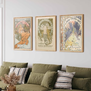 Alphonse Mucha Art Nouveau Prints - Set of 3 Archival Gallery Posters