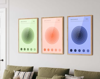 Bauhaus Art Print Set of 3 - Mid-Century Modern Wall Decor