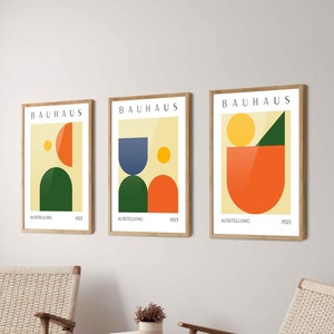 Bauhaus Poster Set of 3 - Bauhaus Wall Art, Mid Century Modern Art Print, Bauhaus Print, Living Room Decor, Home Office Decor