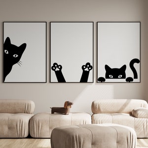 Cat Illustration Art Print Set: Modern Home Decor