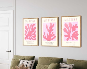 Pink Henri Matisse Art Prints Set of 3 - Matisse Poster, Gallery Wall Decor