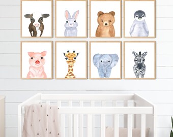 Woodland Animal Watercolor Nursery Prints Set of 8