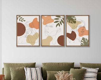 Set van 3 boho-vrouwen lijntekeningen - moderne muurdecoratie uit het midden van de eeuw