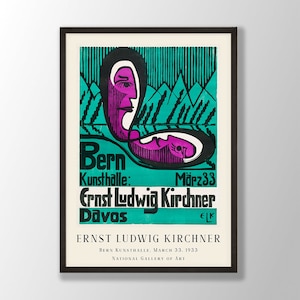 Ernst Ludwig Kirchner Art Print - Bern Kunsthalle 1933, Ludwig Kirchner Poster, Kirchner Wall Art, Kirchner Exhibition, Museum Poster