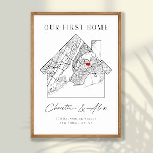 Impression de maison personnalisée, Cadeau pour une nouvelle maison, Cadeau de pendaison de crémaillère, Première maison, Impression de carte de nouvelle maison, Cadeau de déménagement, Cadeau de Noël, Poster personnalisé