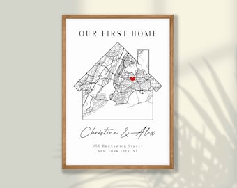 Mapa personalizado da primeira casa, presente para quem acabou de se mudar, pôster personalizado