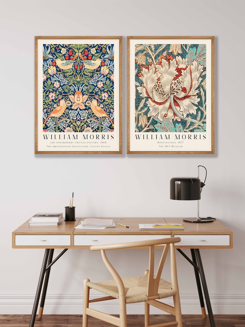 William Morris Prints Set of 2 William Morris Poster, Art Nouveau Poster, William Morris Exhibition, Floral Art Prints, Kitchen Prints image 5