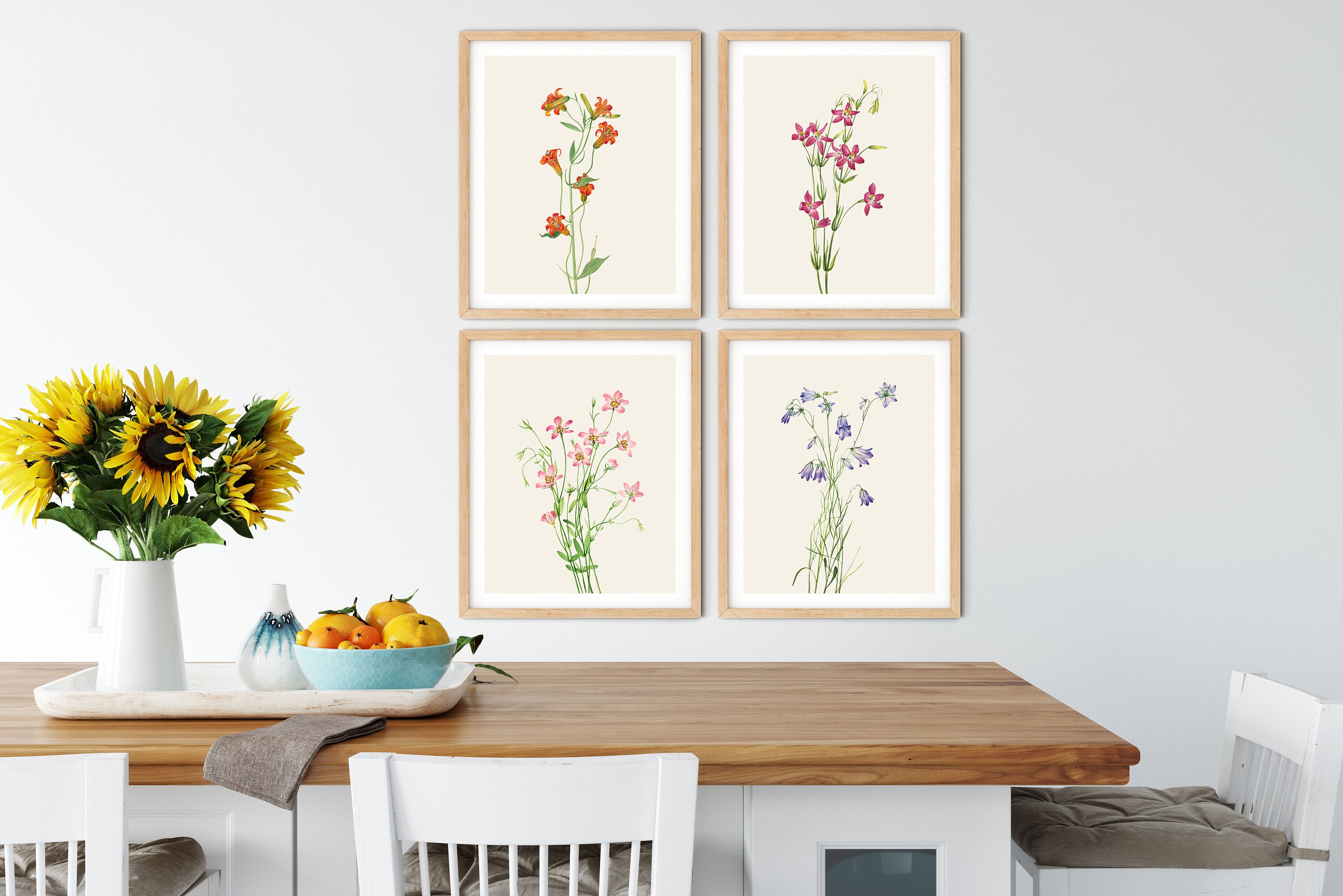 Wildflowers Print Set of 4 Wildflower Wall Art Botanical - Etsy