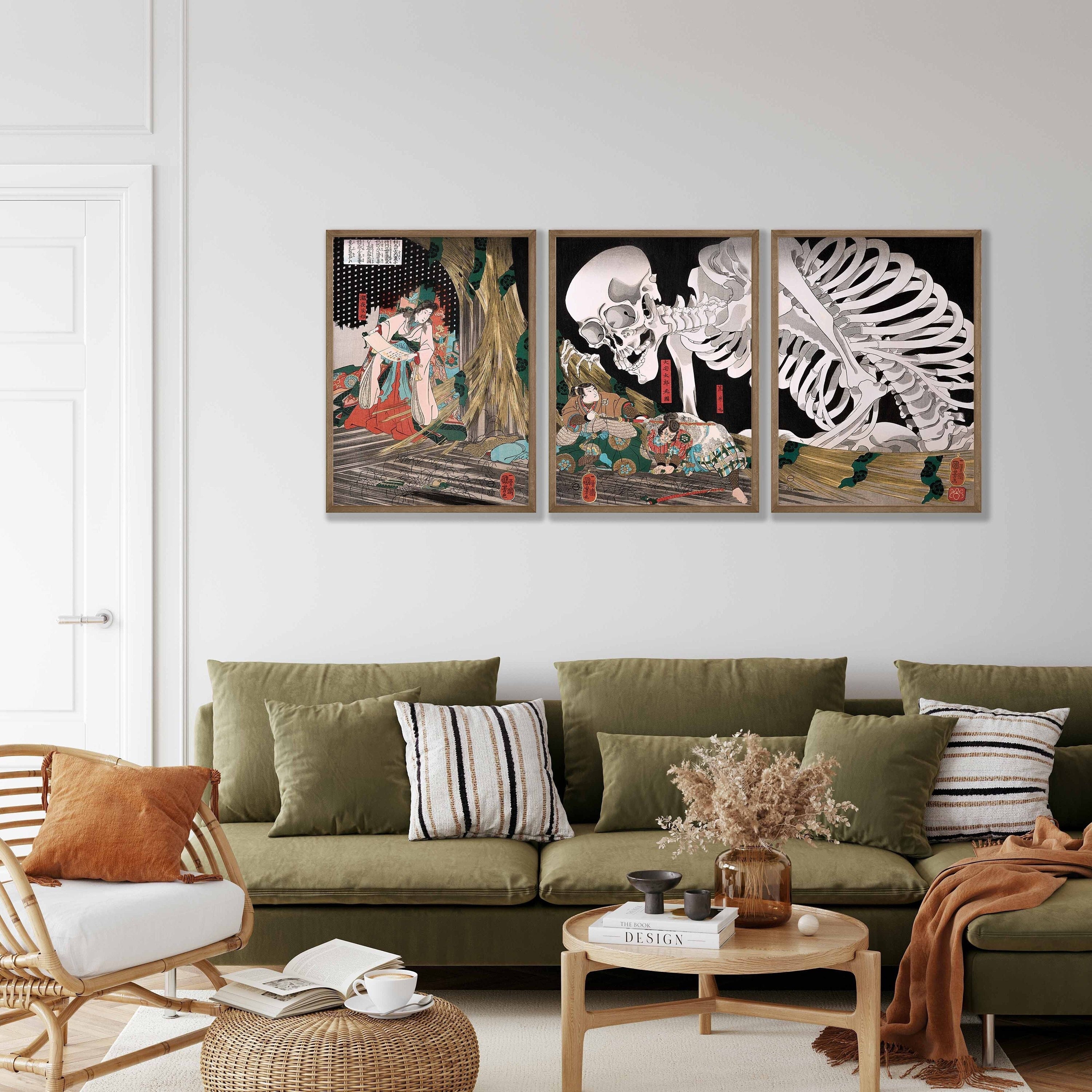 Japanese Prints Set of 3 - Japanese Skeleton Poster