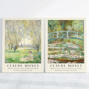 Claude Monet Wall Art Set of 2 - Monet Poster, Monet Prints Exhibition Art, Gallery Wall Decor, Museum Prints, Landscape Wall Art