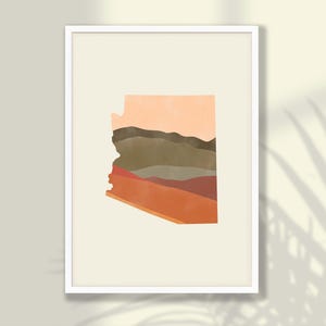 Boho Arizona Karte Poster - Arizona State Karte Wandkunst, Reise-Druck, Arizona Print, Arizona Wohnkultur - RAHMEN und LEINWAND