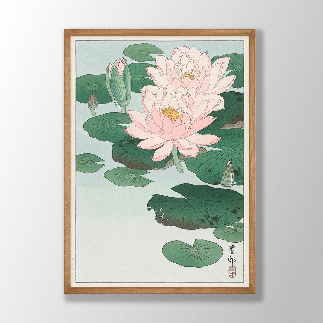 Japanese Water Lily Art Print: Ohara Koson Pink Botanical Wall Art - Etsy