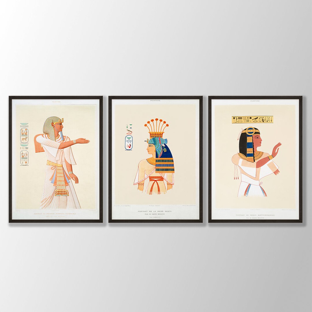Egyptian Art Prints Set of 3 No2 Egyptian Goddess, Queen Nebto Portrait