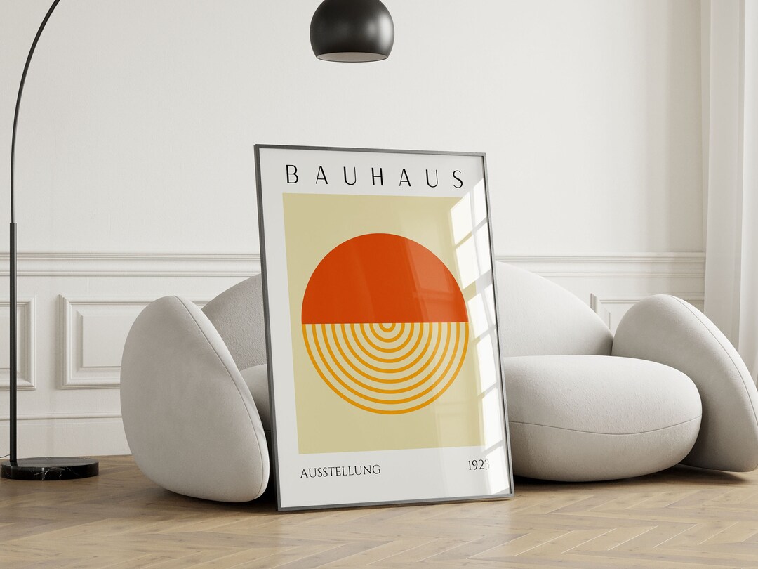 Orange Bauhaus Art Print: Mid Century Modern Wall Decor - Etsy