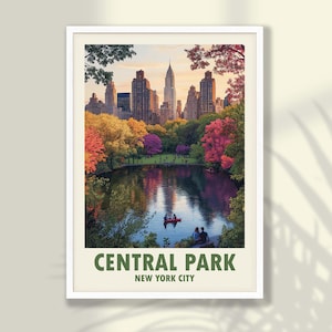 Central Park Travel Poster - Central Park Print, Travel Print, Travel Decor, Central Park Wall Art, New York Poster - FRAME and CANVAS