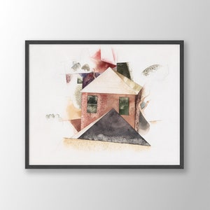 Charles Demuth Print - Houses with Red, Watercolor Art Print, Abstract Wall Art, Abstract Print, Charles Demuth Poster, Demuth Wall Art