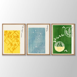 Conjunto de 3 gravuras japonesas - Arte de parede japonesa, pôster japonês, xilogravura japonesa, pôster Taguchi Tomoki, arte de parede de galeria, decoração japonesa