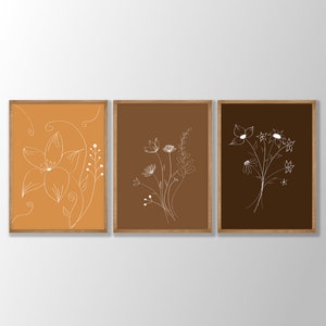Neutrale botanische Skizzendrucke 3er Set - Küchenkunst, botanische Wandkunst, Bauernhausdekor, botanisches Poster, botanische Drucke