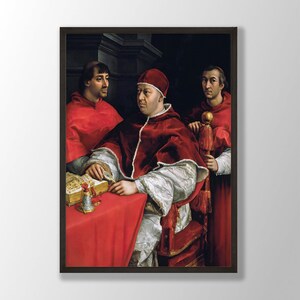 Raphael Art Print - Portrait of Pope Leo X 1518, Raphael Prints, Raphael Wall Art, Religious Print, Art Reproduction, Raphael Exhibition