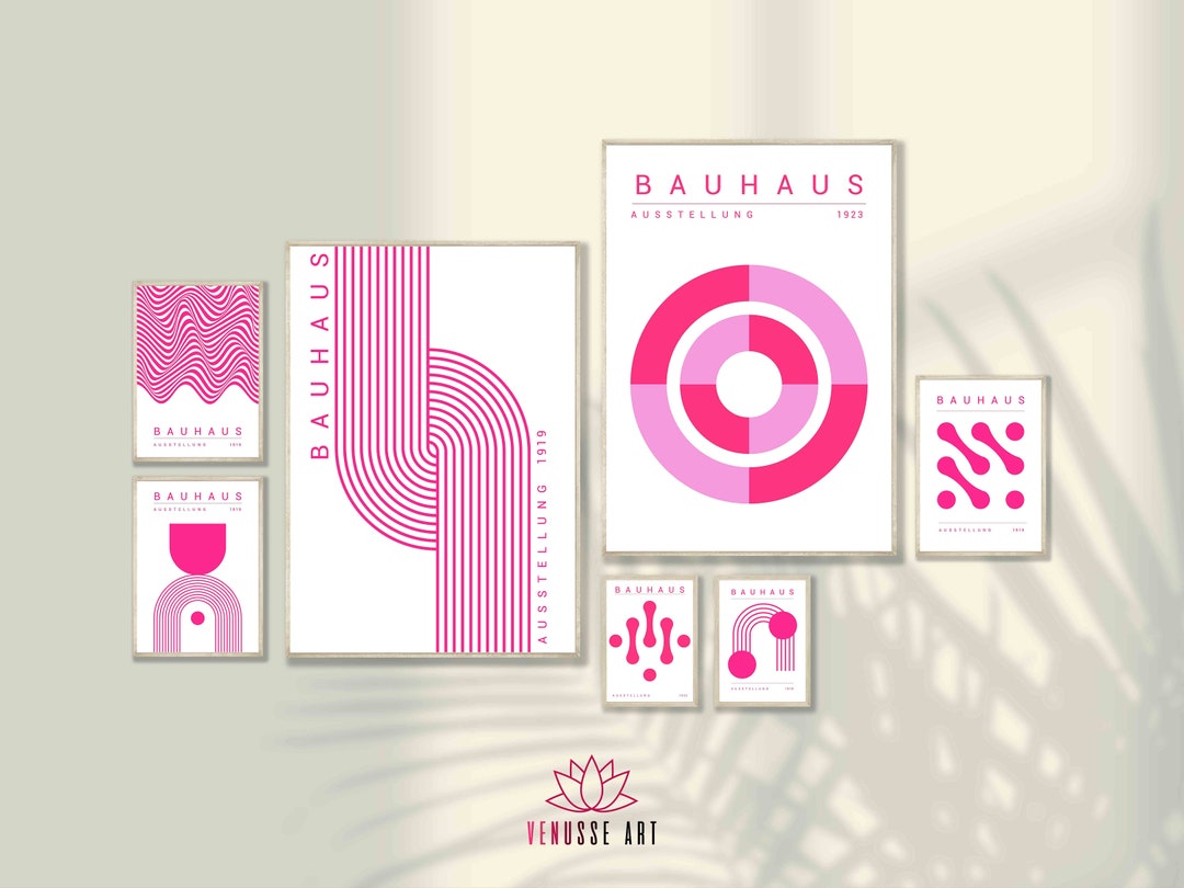Pink Bauhaus Gallery Wall Art Print Set of 7 - Etsy
