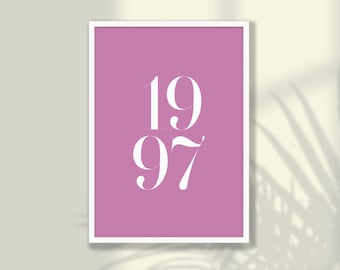 Spersonalizowany plakat z numerem roku na ścianę - wydruk daty ślubu, spersonalizowany plakat z datą, spersonalizowany plakat z numerem, prezent ślubny, prezent rocznicowy