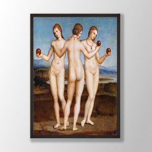 Raphael Art Print - Three Graces 1504, Raphael Prints, Raphael Wall Art, Renaissance Wall Art, Art Reproduction Print, Raphael Exhibition