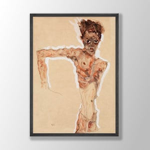 Egon Schiele Print | Naked man. Self-Portrait 1911, Schiele Poster, Schiele Wall Art, Housewarming Gift Idea, Museum Exhibition Poster