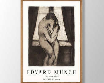 Edvard Munch Art Print - The Kiss Print, Edvard Munch Poster, Edvard Munch Wall Art, Munch Exhibition Print, Museum Prints,Modern Home Decor