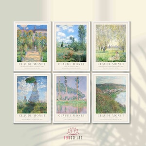 Claude Monet Kunstdrucke 6er Set - Monet Poster, Monet Wanddekoration, Galerie Wandkunst, Monet Ausstellung, impressionistische Wandkunst, Wohnzimmer