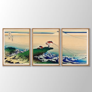 Japanese Prints Set of 3 - Woodblock Art, Japanese Wall Art, Gallery Wall Art, Katsushika Hokusai Wall Art, Hokusai Prints, Japanese Decor