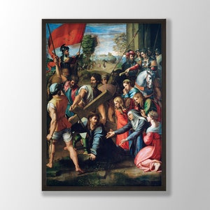 Raphael Art Print - Christ Falling on the Way to Calvary 1516, Raphael Prints, Raphael Wall Art, Renaissance Wall Art,Art Reproduction Print