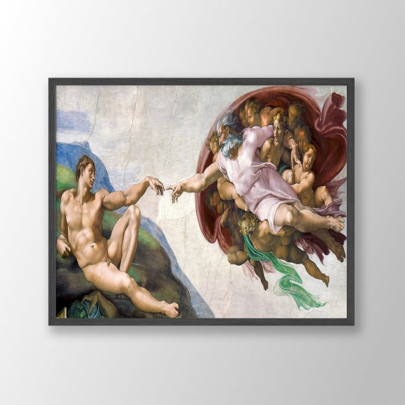 Peinture- Michelangelo- Impression technique mixte + Peinture