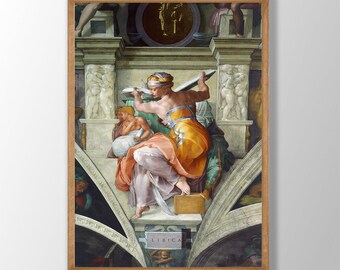 Michelangelo-afdruk Libische sibillen: religieuze muurkunst renaissance