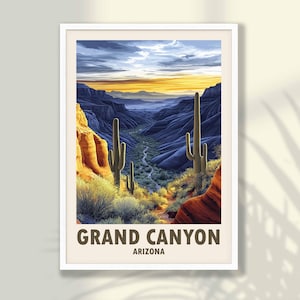 Grand Canyon Travel Poster No2 - Grand Canyon Print, Travel Print, Travel Decor, Canyon Wall Art, Arizona Wall Art - FRAME and CANVAS