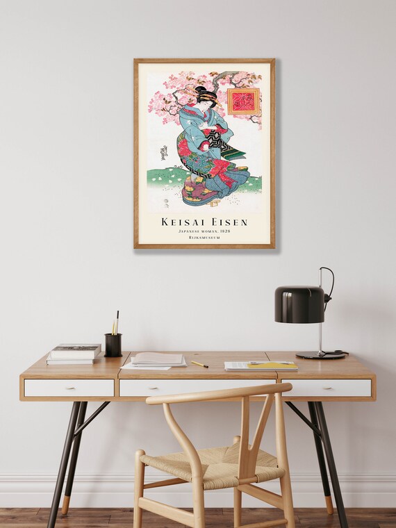 渓斎英泉芸者版画 - ヴィンテージ日本の木版画 - Etsy 日本