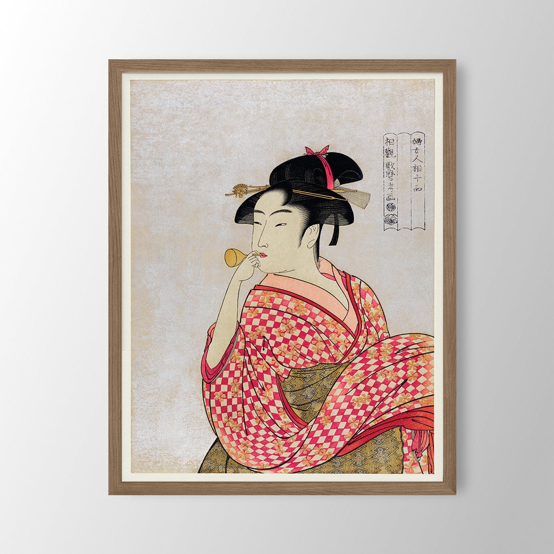 Japanese Art, Poppen o Fuku Musume by Utamaro Kitagawa, Japanese Wall Print, Japanese Decor, Japanese Print, Asian Decor, Vintage Wall Art